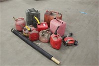 (10) Assorted Gas Cans, Retractable Cord & Screen