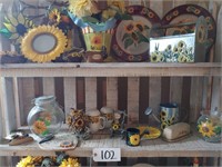 2 Shelves of Sunflower craftware