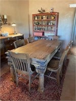 65" X 35" Wood Table & 6 Chairs