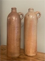 Pair Stoneware Bottles, Victoria & Taunus Brunnen