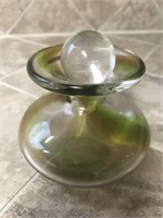 Green & Brown Swirl Glass Perfume Bottle