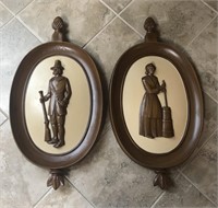 Pair of Vintage Syroco Colonial Wall Plaques