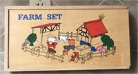 Kids Wood Farm Play Set in Wood Storage Box
