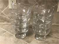 Lot of 8 Clear Glass Etched Custard Cups