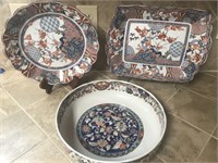 Lot of 3 Oriental Style Bowls & Tray