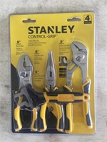 4 pc. Stanley Control Grip Pliers Set New