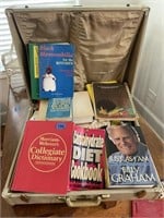 vintage suitcase of books