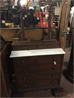 Cherry 4 Drawer Marble Top Glovebox Dresser