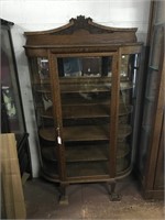 Antique Tiger Oak China Cupboard