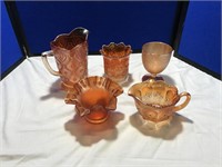 Five Pieces of Carnival Glass