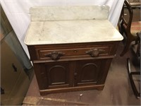 Victorian Walnut Marble Top Wash Stand