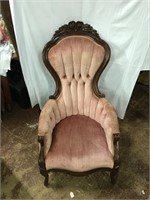 Vintage Upholstered Rose back Arm Chair