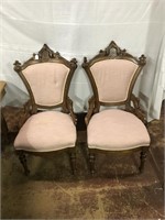Antique Matching Burl Walnut Hip rest Chairs