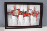 Large Abstract Art Painting  w/Chunky Frame
