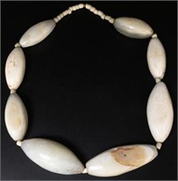 Large White Ancient Agate Bead Necklace.