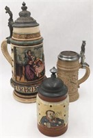 Lot of Three Antique Beer Steins.