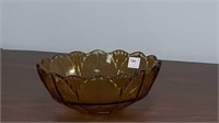 Vintage amber Pressed Glass fruit bowl 8 inch by