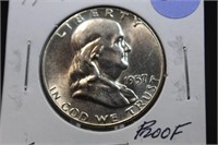 1957 Uncirculated Franklin Silver Half Dollar