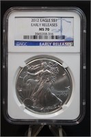 2012 MS70 1oz .999 Pure Silver Eagle