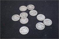 Lot of 10 Early Mixed Date Silver Mercury Dimes