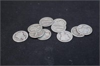 Lot of 10 Early Mixed Date Silver Mercury Dimes