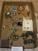 FLAT BOX OF VTG. & COSTUME JEWELRY