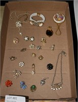 FLAT BOX OF MOSTLY VTG. JEWELRY