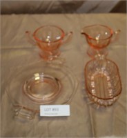 FLATBOX OF PINK DEPRESSION GLASS