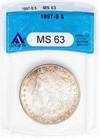 Coin 1897-S U.S.Morgan Silver Dollar - ANACS MS 63