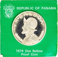 Coin Republic of Panama 1974 One Balboa Silver
