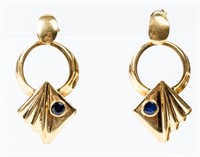 Jewelry 18kt Yellow Gold Sapphire Earrings