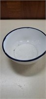 Vintage 6 inch blue Rim porcelain enameled Bowl