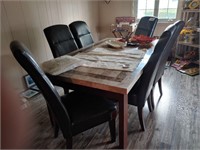 Granite top dining room table.
