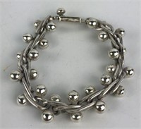 Sterling Link & Bead Bracelet