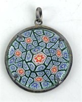 .800 Silver Framed Pendant with Millefiori Glass
