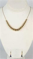 14K Yellow Gold Chain with 19 Gold Beads & Pearl