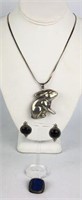 Sterling Chain with Bunny Pendant,  Earrings &