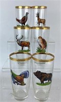 Hunting Themed Highball Glasses with Gold Rim