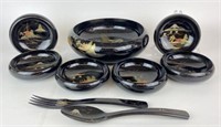 Japanese Lacquered Wooden Salad Set