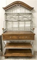 Rustic 2-Drawer Bakers Rack with Inset Beveled