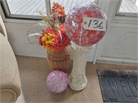 Garden Gazing Balls, stand and floral