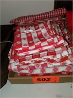 FLAT OF RED & WHITE LINEN ITEMS