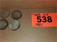 4 X'S BID 1921 MORGAN SILVER DOLLARS