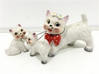 Vintage Sugar Glazed Ceramic Cat Family On
