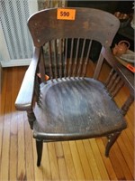 WOOD SPINDLE BACK  ARM CHAIR