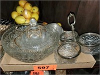 MISC. GLASS PCS. BOWLS- CHEESE DISH- OTHERS