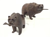 Pair of Ironwood hand carved Bears, approx 9x7x4