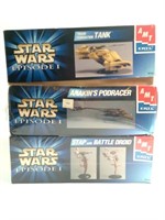 3 Star Wars Models: Tank, Pod racer, Battle Droid