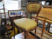 Antique Needlepoint Carved Chair
