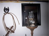 2 WESTERN DECOR MIRRORS AND OIL LAMPS